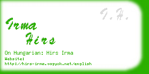 irma hirs business card